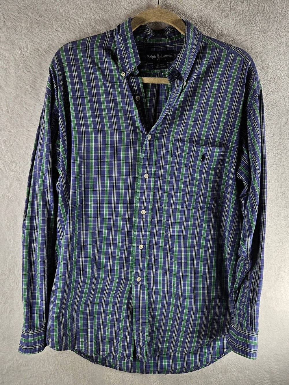 Ralph Lauren Blaire Button-Down Shirt Plaid Blue Green Men's Size Medium